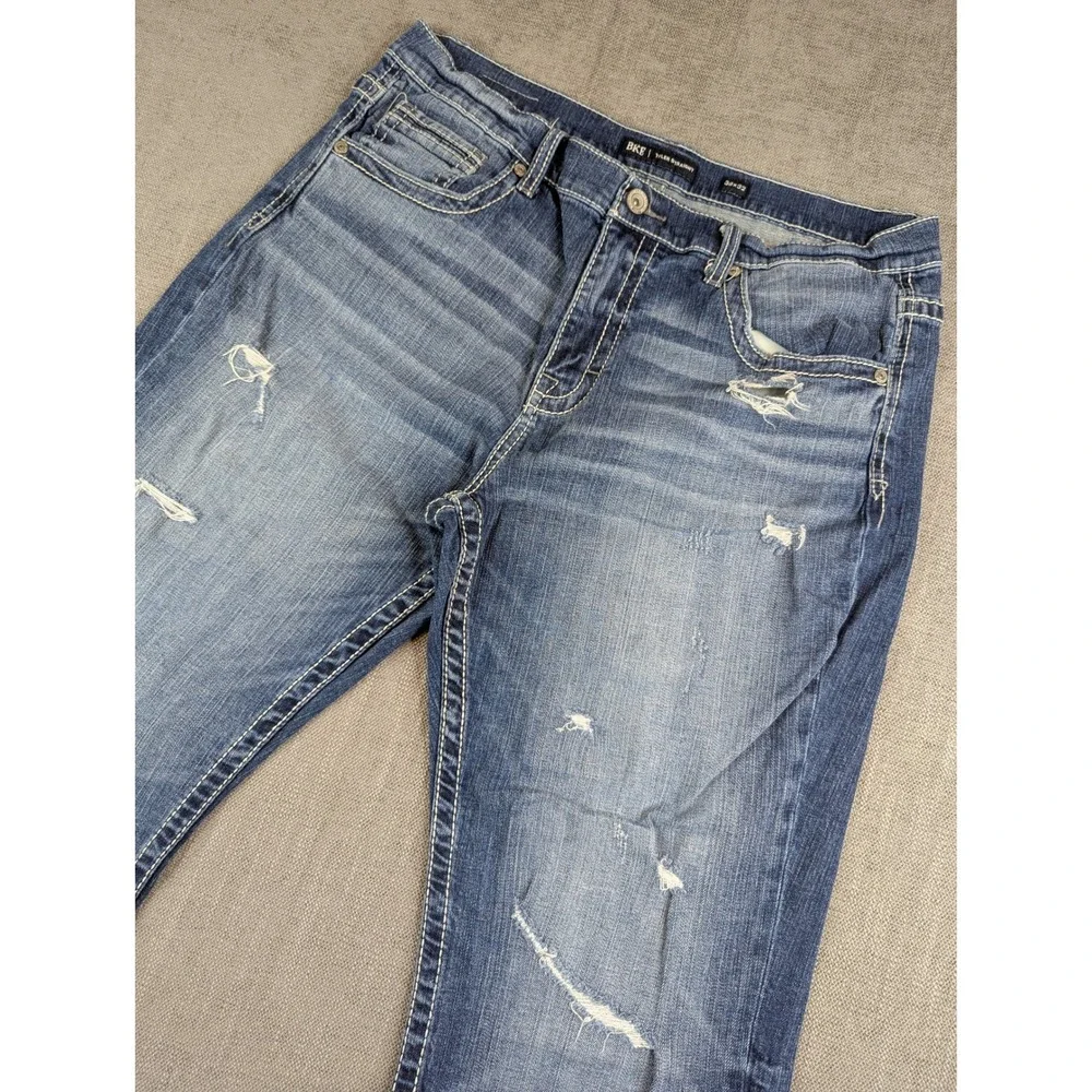BKE Jeans Mens 38x32 Blue Tyler Straight Distressed Medium Wash Denim Pants
